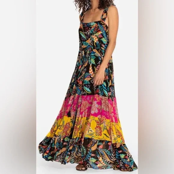 slim fit dress slacks Embroidered Floral Maxi Dress with Pockets
